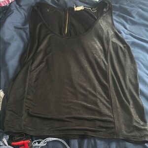 Black and Gold Sleeveless Tank Top with Cut Out Backless Design